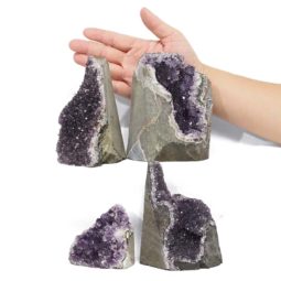 Amethyst Crystal Geode Specimen Set 4 Pieces DR478 | Himalayan Salt Factory