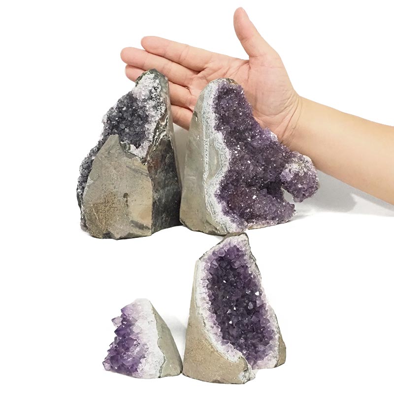 3.01kg Amethyst Crystal Geode Specimen Set 4 Pieces DR486 4 Amethyst Crystal Geode Specimen Set 4 Pieces DR486 | Himalayan Salt Factory