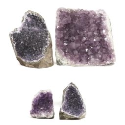 Amethyst Crystal Geode Specimen Set 4 Pieces DR489 | Himalayan Salt Factory