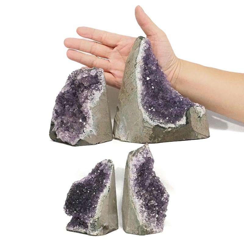 2.79kg Amethyst Crystal Geode Specimen Set 4 Pieces DR494 4 Amethyst Crystal Geode Specimen Set 4 Pieces DR494 | Himalayan Salt Factory
