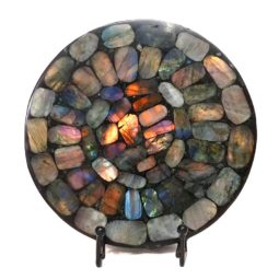 Labradorite Round Disc Slab Night Light - Large 7 Labradorite Round Disc Slab Night Light - Large | Himalayan Salt Factory