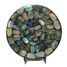 Labradorite Round Disc Slab Night Light - Large | Himalayan Salt Factory