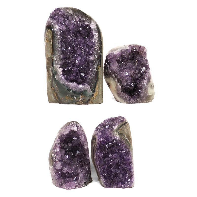2.54kg Amethyst Polished Crystal Geode Specimen Set 4 Pieces DN1870 3 Amethyst Polished Crystal Druze Specimen Set 4 DN1870 | Himalayan Salt Factory