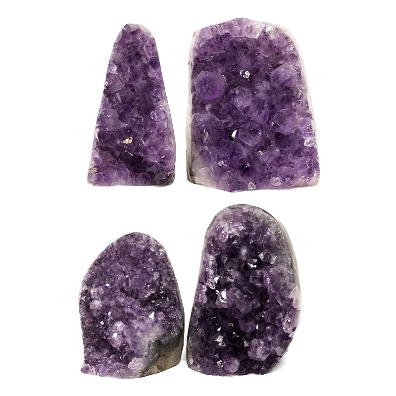 3.06kg Amethyst Polished Crystal Geode Specimen Set 4 Pieces DN1871 3 Amethyst Polished Crystal Druze Specimen Set 4 DN1871 | Himalayan Salt Factory