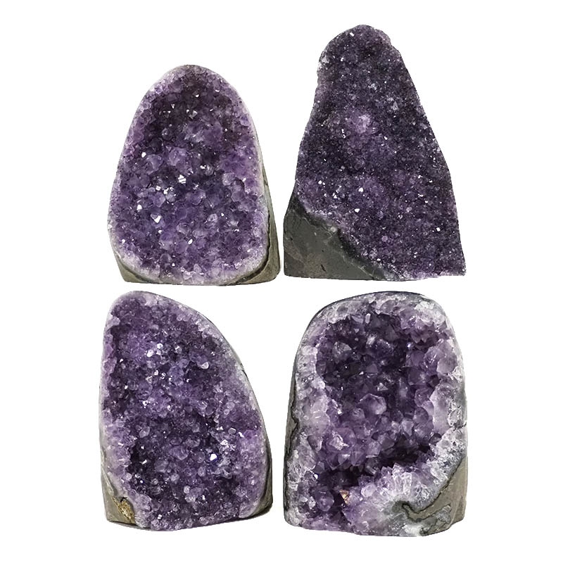 2.92kg Amethyst Polished Crystal Geode Specimen Set 4 Pieces DN1872 3 Amethyst Polished Crystal Druze Specimen Set 4 DN1872 | Himalayan Salt Factory