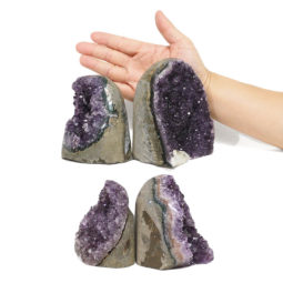 2.79kg Amethyst Polished Crystal Geode Specimen Set 4 Pieces DN1874 5 Amethyst Polished Crystal Druze Specimen Set 4 DN1874 | Himalayan Salt Factory