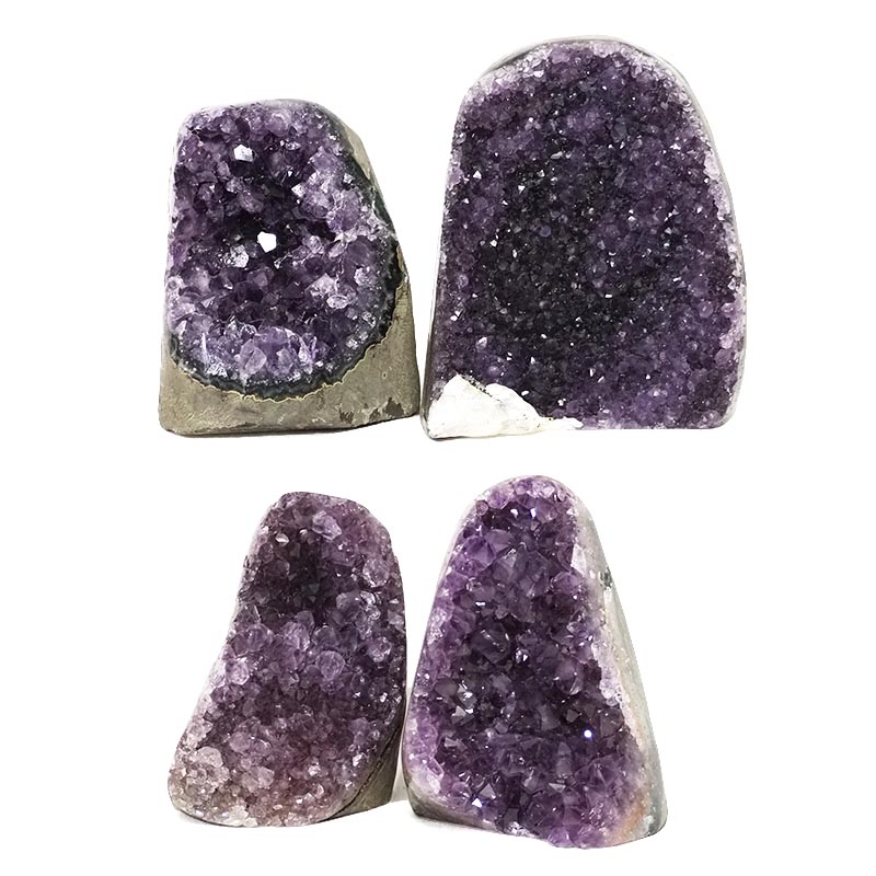 2.79kg Amethyst Polished Crystal Geode Specimen Set 4 Pieces DN1874 3 Amethyst Polished Crystal Druze Specimen Set 4 DN1874 | Himalayan Salt Factory