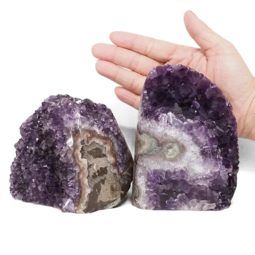 Amethyst Polished Crystal Geode Specimen Set 2 Pieces DN1892 | Himalayan Salt Factory