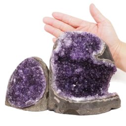 Amethyst Polished Crystal Geode Specimen Set 2 Pieces DN1893 | Himalayan Salt Factory