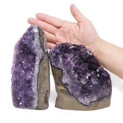 Amethyst Polished Crystal Geode Specimen Set 2 Pieces DN1897 | Himalayan Salt Factory