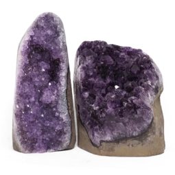 Amethyst Polished Crystal Geode Specimen Set 2 Pieces DN1897 | Himalayan Salt Factory