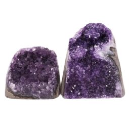 Amethyst Polished Crystal Geode Specimen Set 2 Pieces DN1899 | Himalayan Salt Factory