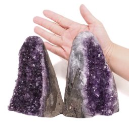 Amethyst Polished Crystal Geode Specimen Set 2 Pieces DN1901 | Himalayan Salt Factory