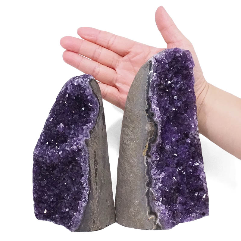 2.66kg Amethyst Polished Crystal Geode Specimen Set 2 Pieces DV21 4 Amethyst Polished Crystal Geode Specimen Set 4 Pieces DV21 | Himalayan Salt Factory