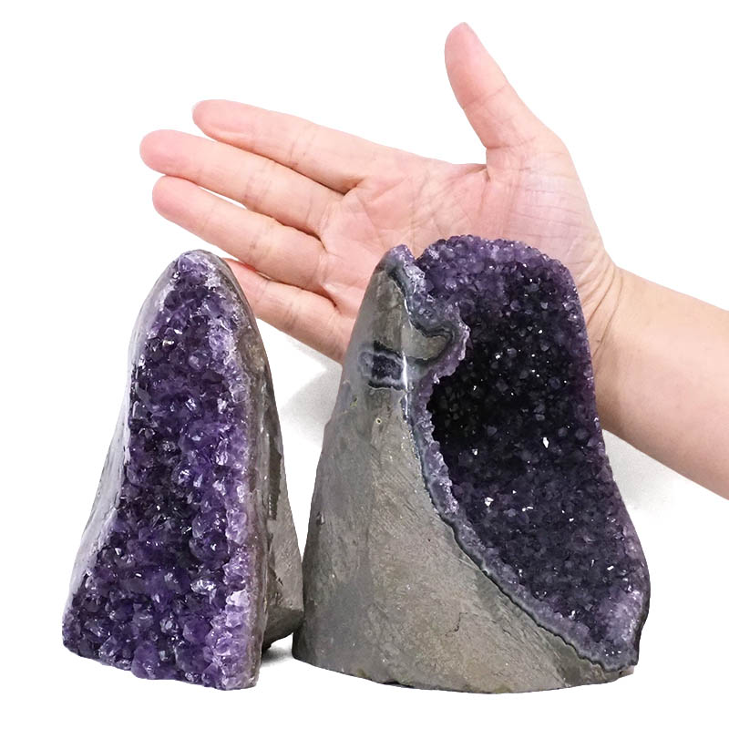 2.14kg Amethyst Polished Crystal Geode Specimen Set 2 Pieces DV24 4 Amethyst Polished Crystal Geode Specimen Set 4 Pieces DV24 | Himalayan Salt Factory