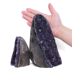 Amethyst Polished Crystal Geode Specimen Set 4 Pieces DV25 | Himalayan Salt Factory