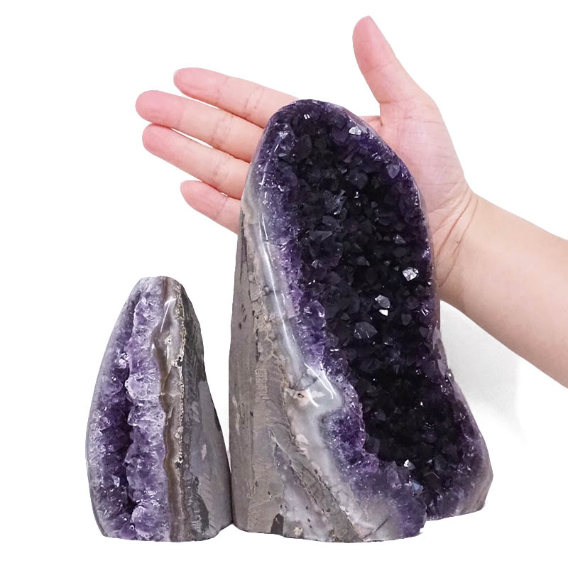 2.85kg Amethyst Polished Crystal Geode Specimen Set 2 Pieces DV26 4 Amethyst Polished Crystal Geode Specimen Set 4 Pieces DV26 | Himalayan Salt Factory