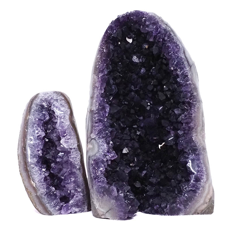 2.85kg Amethyst Polished Crystal Geode Specimen Set 2 Pieces DV26 3 Amethyst Polished Crystal Geode Specimen Set 4 Pieces DV26 | Himalayan Salt Factory