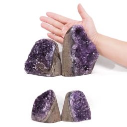 2.75kg Amethyst Polished Crystal Geode Specimen Set 4 Pieces DR509 5 Amethyst Polished Crystal Druze Specimen Set 4 DR509| Himalayan Salt Factory