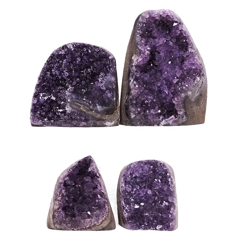 2.75kg Amethyst Polished Crystal Geode Specimen Set 4 Pieces DR509 3 Amethyst Polished Crystal Druze Specimen Set 4 DR509| Himalayan Salt Factory