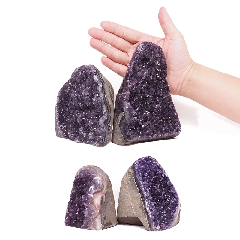 2.81kg Amethyst Polished Crystal Geode Specimen Set 4 Pieces DR510 4 Amethyst Polished Crystal Druze Specimen Set 4 DR510 | Himalayan Salt Factory