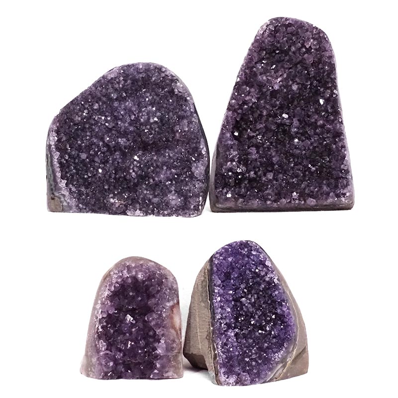 2.81kg Amethyst Polished Crystal Geode Specimen Set 4 Pieces DR510 3 Amethyst Polished Crystal Druze Specimen Set 4 DR510 | Himalayan Salt Factory