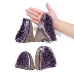 3.03kg Amethyst Polished Crystal Geode Specimen Set 4 Pieces DR515 5 Amethyst Polished Crystal Druze Specimen Set 4 DR515 | Himalayan Salt Factory