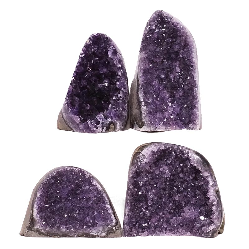 3.03kg Amethyst Polished Crystal Geode Specimen Set 4 Pieces DR515 3 Amethyst Polished Crystal Druze Specimen Set 4 DR515 | Himalayan Salt Factory