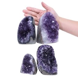 3.08kg Amethyst Polished Crystal Geode Specimen Set 4 Pieces DV1 5 Amethyst Polished Crystal Geode Specimen Set 4 Pieces DV1 | Himalayan Salt Factory