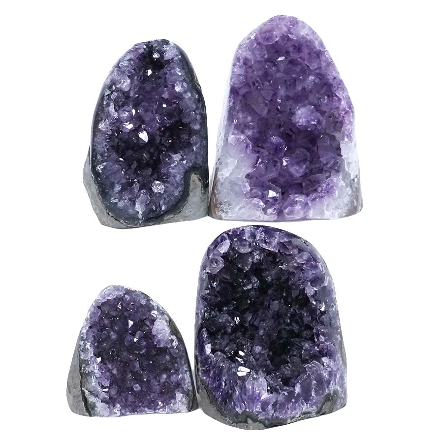 3.08kg Amethyst Polished Crystal Geode Specimen Set 4 Pieces DV1 3 Amethyst Polished Crystal Geode Specimen Set 4 Pieces DV1 | Himalayan Salt Factory