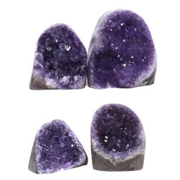 Amethyst Polished Crystal Geode Specimen Set 4 Pieces DV14 | Himalayan Salt Factory