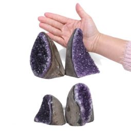 Amethyst Polished Crystal Geode Specimen Set 4 Pieces DV15 | Himalayan Salt Factory