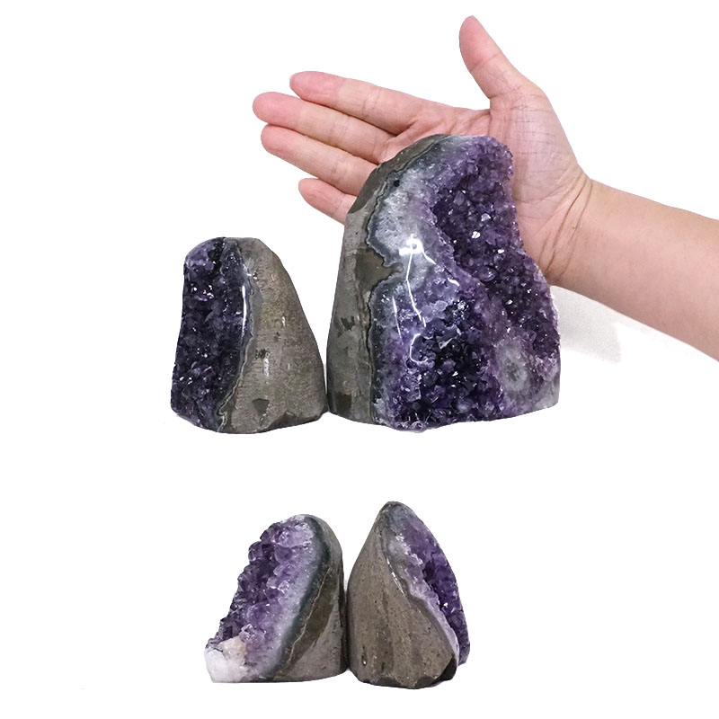 2.41kg Amethyst Polished Crystal Geode Specimen Set 4 Pieces DV16 4 Amethyst Polished Crystal Geode Specimen Set 4 Pieces DV16 | Himalayan Salt Factory