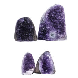 Amethyst Polished Crystal Geode Specimen Set 4 Pieces DV16 | Himalayan Salt Factory