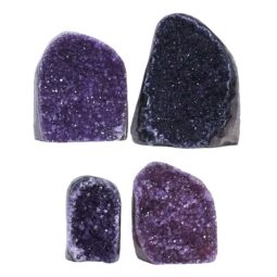 Amethyst Polished Crystal Geode Specimen Set 4 Pieces DV3 | Himalayan Salt Factory