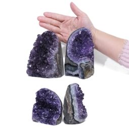 2.85kg Amethyst Polished Crystal Geode Specimen Set 4 Pieces DV5 5 Amethyst Polished Crystal Geode Specimen Set 4 Pieces DV5 | Himalayan Salt Factory