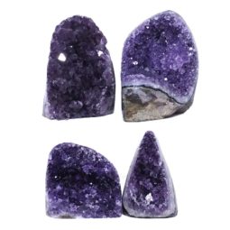 Amethyst Polished Crystal Geode Specimen Set 4 Pieces DV5 | Himalayan Salt Factory