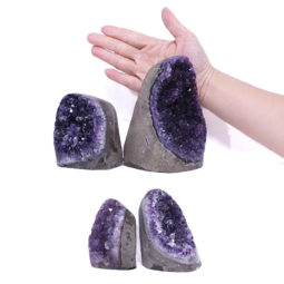 2.82kg Amethyst Polished Crystal Geode Specimen Set 4 Pieces DV6 5 Amethyst Polished Crystal Geode Specimen Set 4 Pieces DV5 | Himalayan Salt Factory