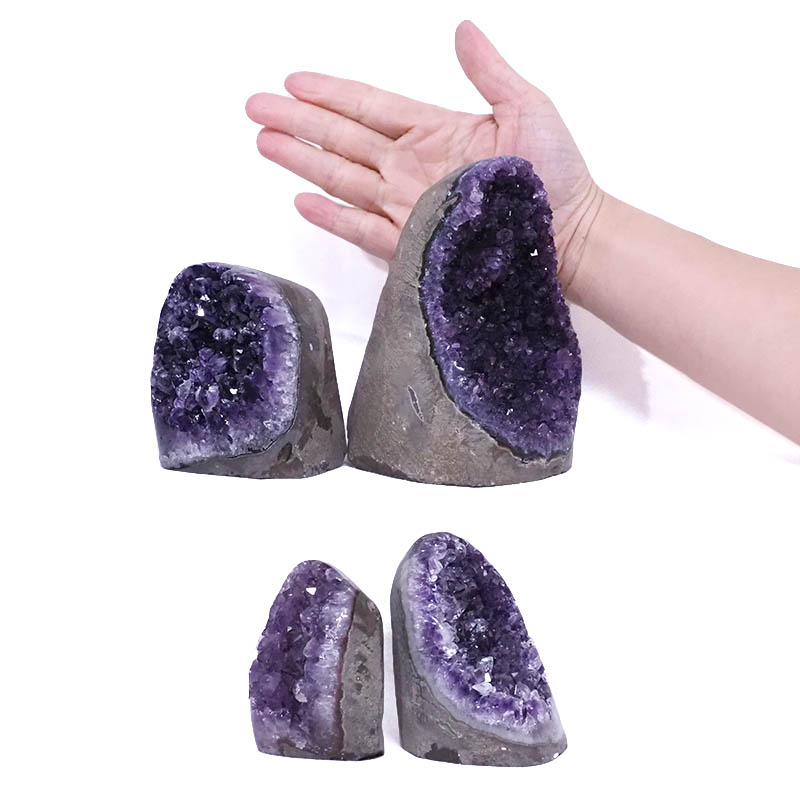 2.82kg Amethyst Polished Crystal Geode Specimen Set 4 Pieces DV6 4 Amethyst Polished Crystal Geode Specimen Set 4 Pieces DV5 | Himalayan Salt Factory