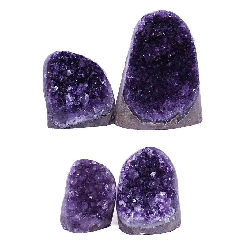 2.82kg Amethyst Polished Crystal Geode Specimen Set 4 Pieces DV6 3 Amethyst Polished Crystal Geode Specimen Set 4 Pieces DV5 | Himalayan Salt Factory