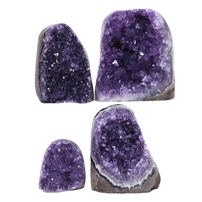 2.94kg Amethyst Polished Crystal Geode Specimen Set 4 Pieces DV8 3 Amethyst Polished Crystal Geode Specimen Set 4 Pieces DV8 | Himalayan Salt Factory
