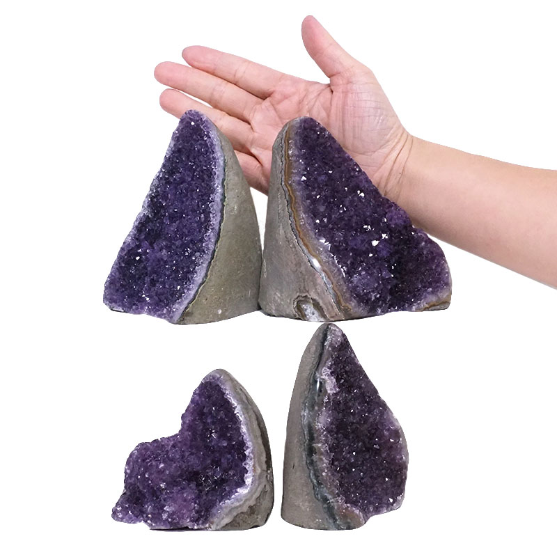 2.60kg Amethyst Polished Crystal Geode Specimen Set 4 Pieces DV9 4 Amethyst Polished Crystal Geode Specimen Set 4 Pieces DV9 | Himalayan Salt Factory