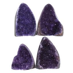 Amethyst Polished Crystal Geode Specimen Set 4 Pieces DV9 | Himalayan Salt Factory
