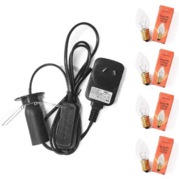 Himalayan Salt Lamp Power Cord – Black + 4 Bulbs (12W-12V) (12V DC) | Himalayan Salt Factory