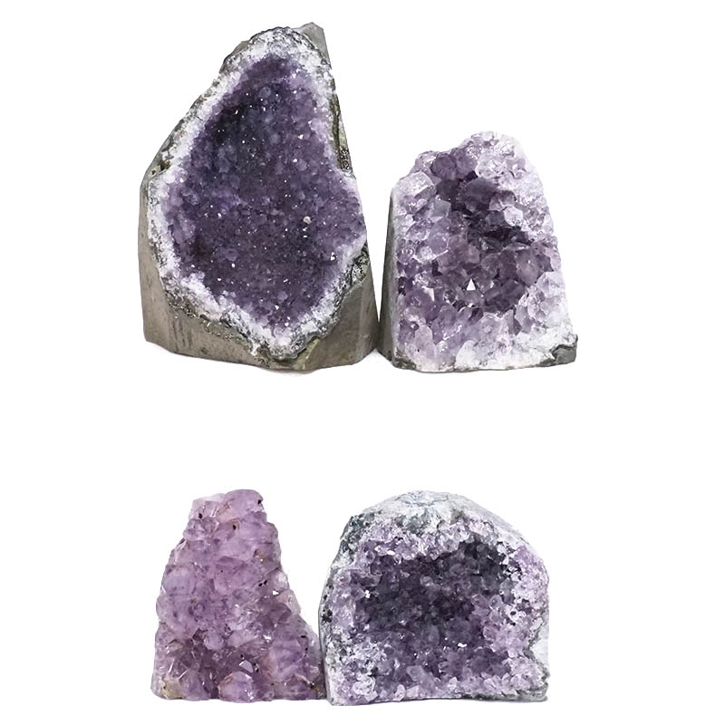 2.37kg Amethyst Crystal Geode Specimen Set 4 Pieces L376 3 Amethyst Crystal Geode Specimen Set 4 Pieces L376 | Himalayan Salt Factory