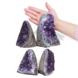 Amethyst Polished Crystal Geode Specimen Set 4 Pieces DV35 | Himalayan Salt Factory