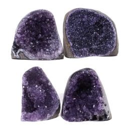 Amethyst Polished Crystal Geode Specimen Set 4 Pieces DV39 | Himalayan Salt Factory