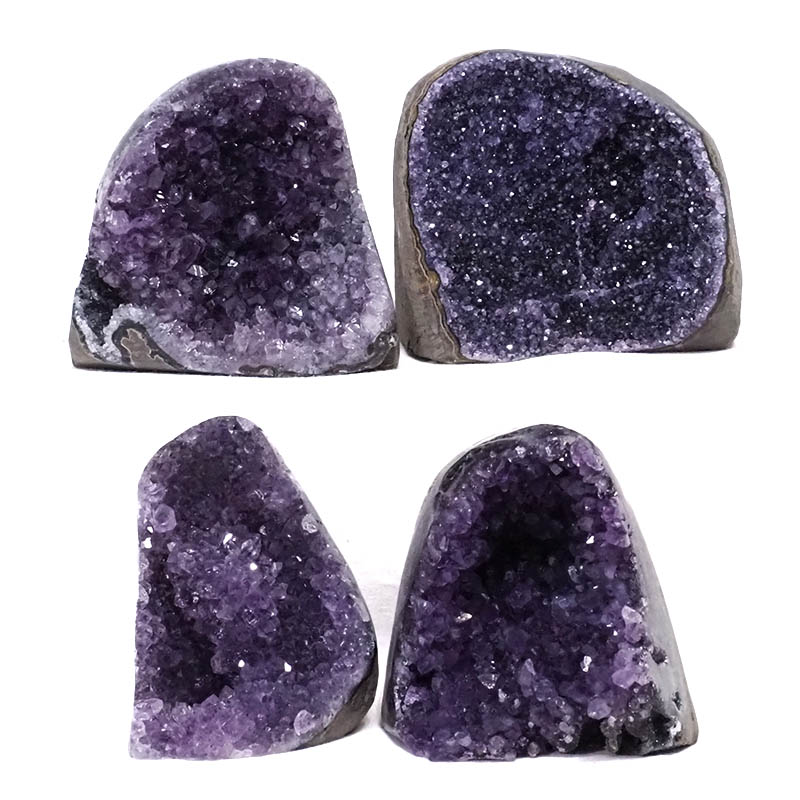 3.18kg Amethyst Polished Crystal Geode Specimen Set 4 Pieces DV39 3 Amethyst Polished Crystal Geode Specimen Set 4 Pieces DV39 | Himalayan Salt Factory