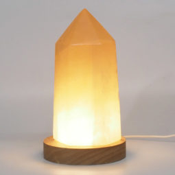 Honey Calcite Point with LED Light Large Display Base DK1002 | Himalayan Salt Factory