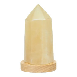 Honey Calcite Point with LED Light Large Display Base DK1002 | Himalayan Salt Factory